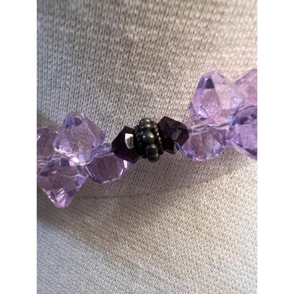 Handcrafted Artisan Purple Glass Beaded Necklace With Hand‎ blown Glass Flowers - Picture 6 of 8